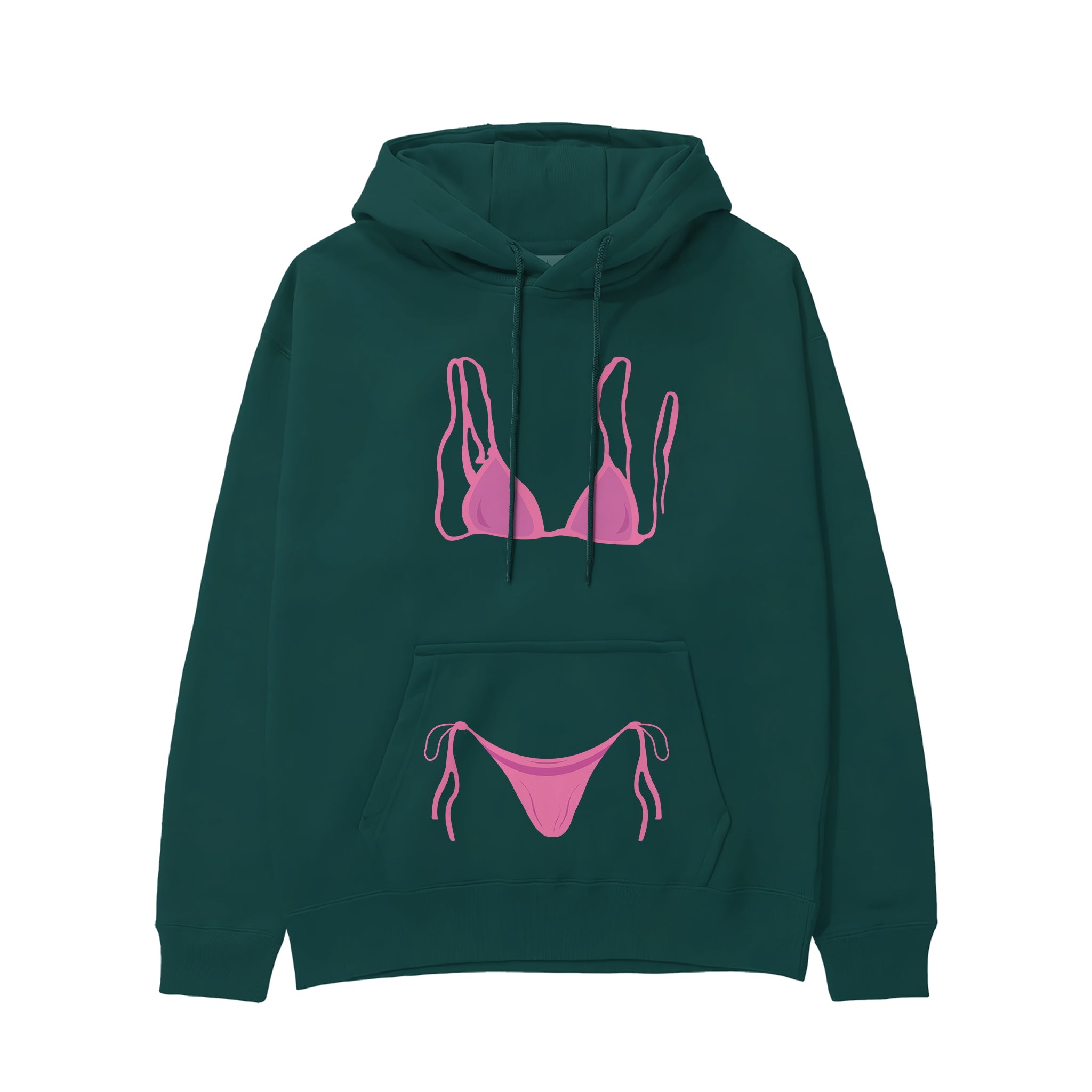 Pink Bikini Hoodie - Koyu Yeşil - ön görünüm
