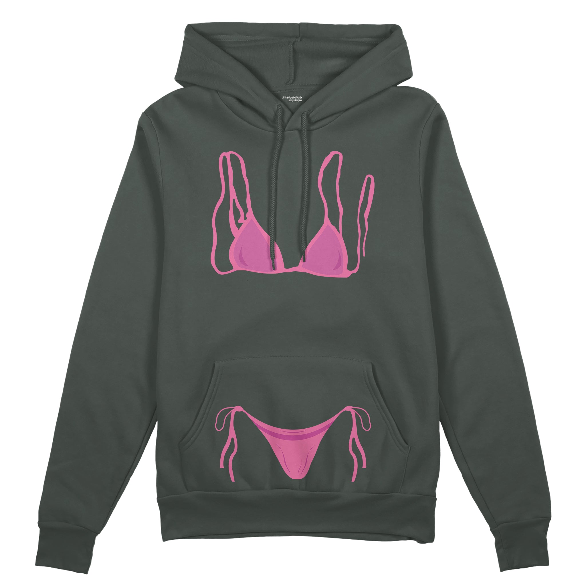 Pink Bikini Oversize Hoodie - Antrasit - ön görünüm