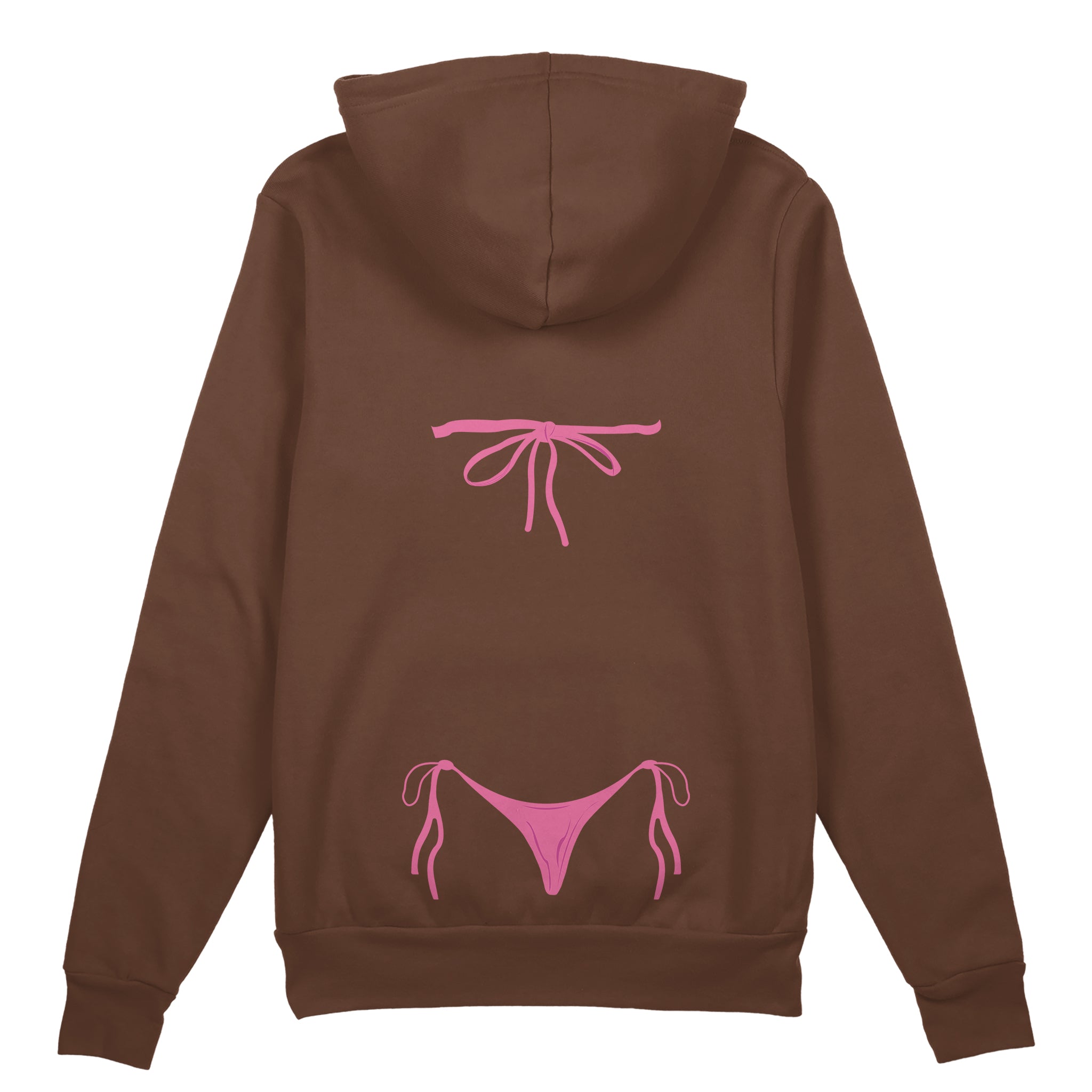 Pink Bikini Oversize Hoodie - Kahverengi - arka görünüm