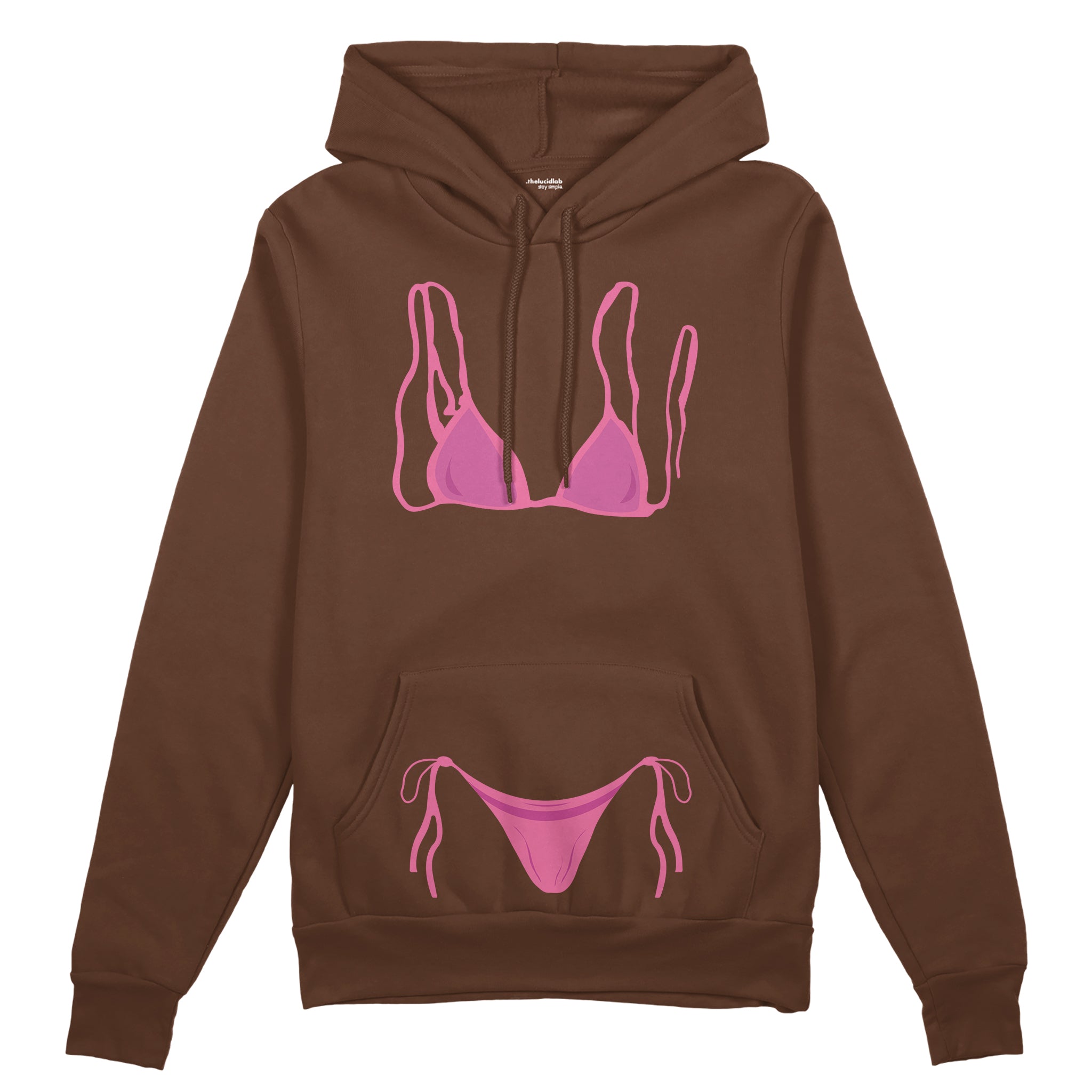Pink Bikini Oversize Hoodie - Kahverengi - ön görünüm