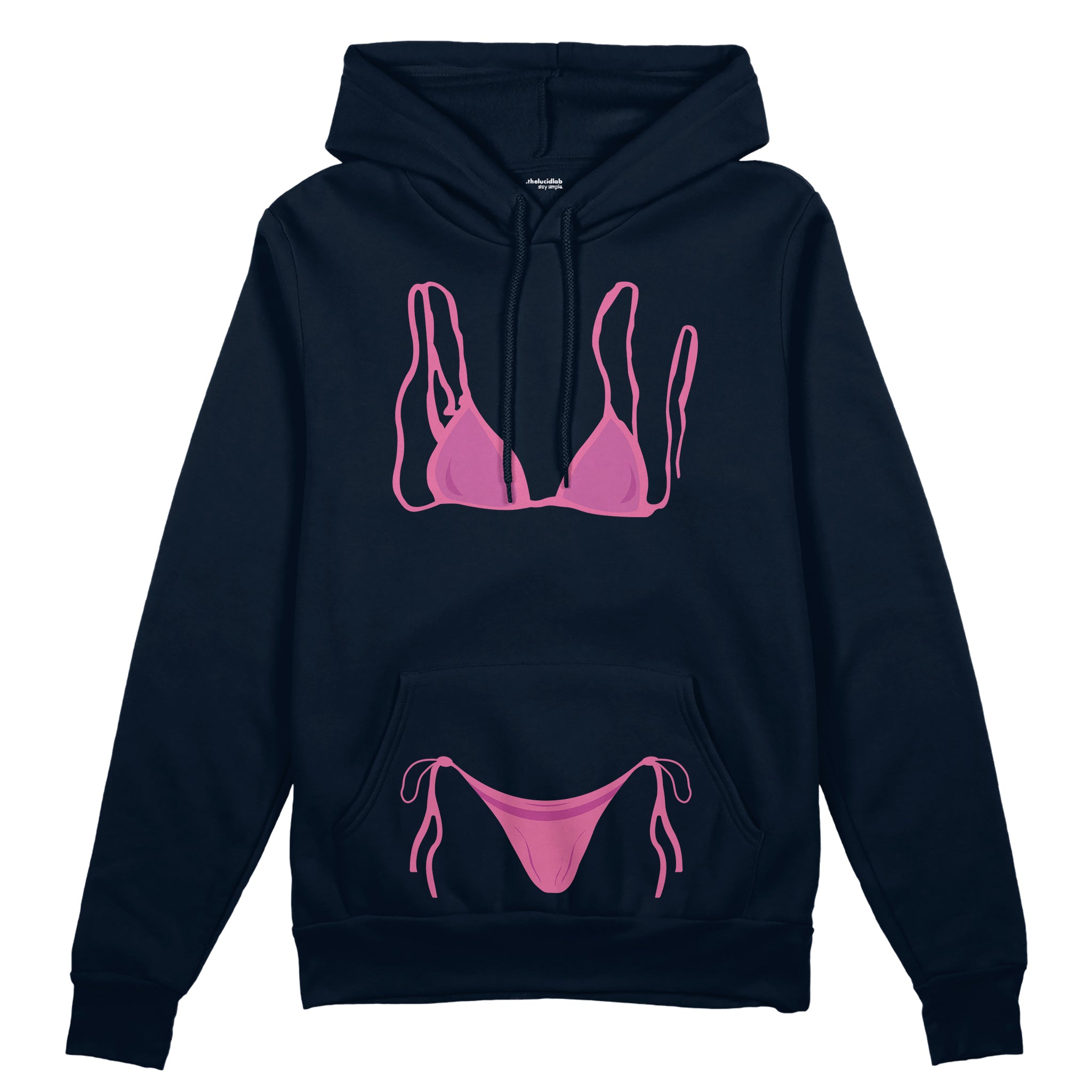 Pink Bikini Oversize Hoodie - Lacivert - ön görünüm