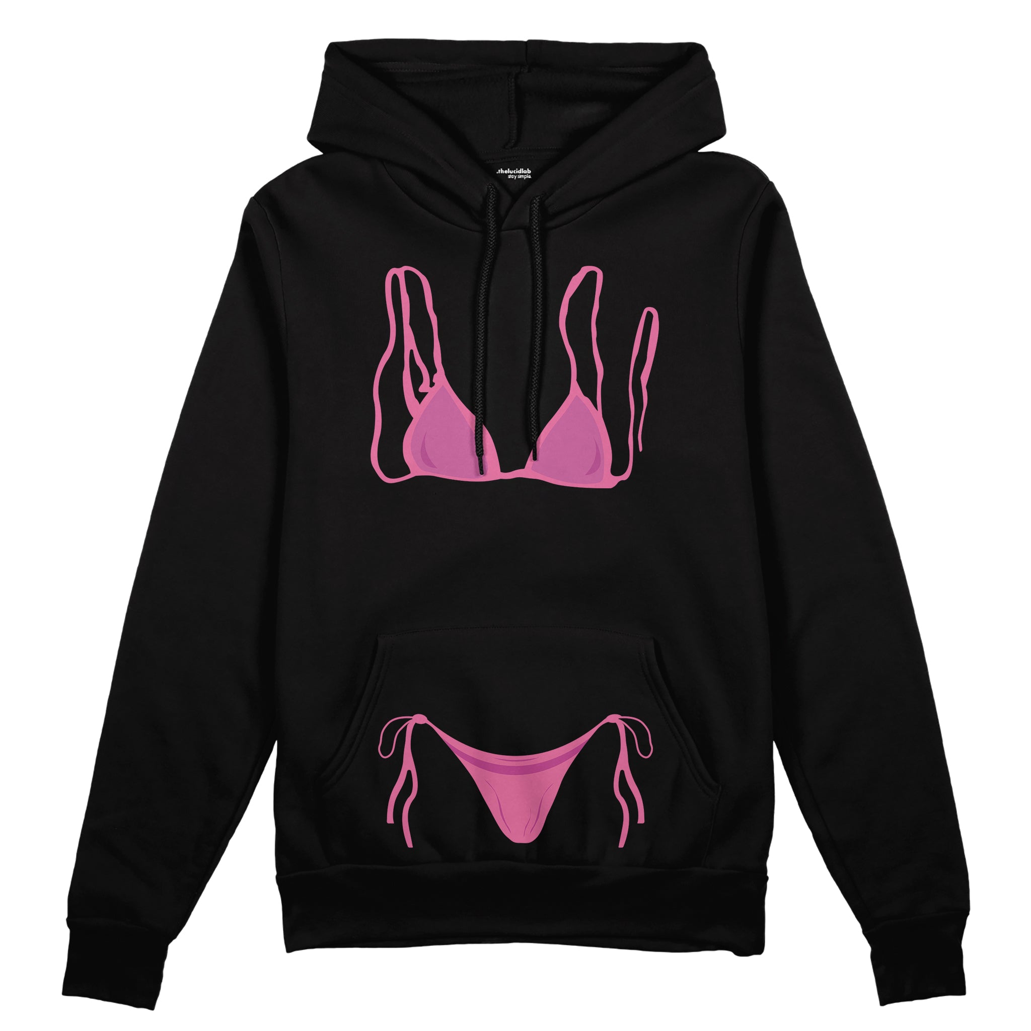 Pink Bikini Oversize Hoodie - Siyah - ön görünüm