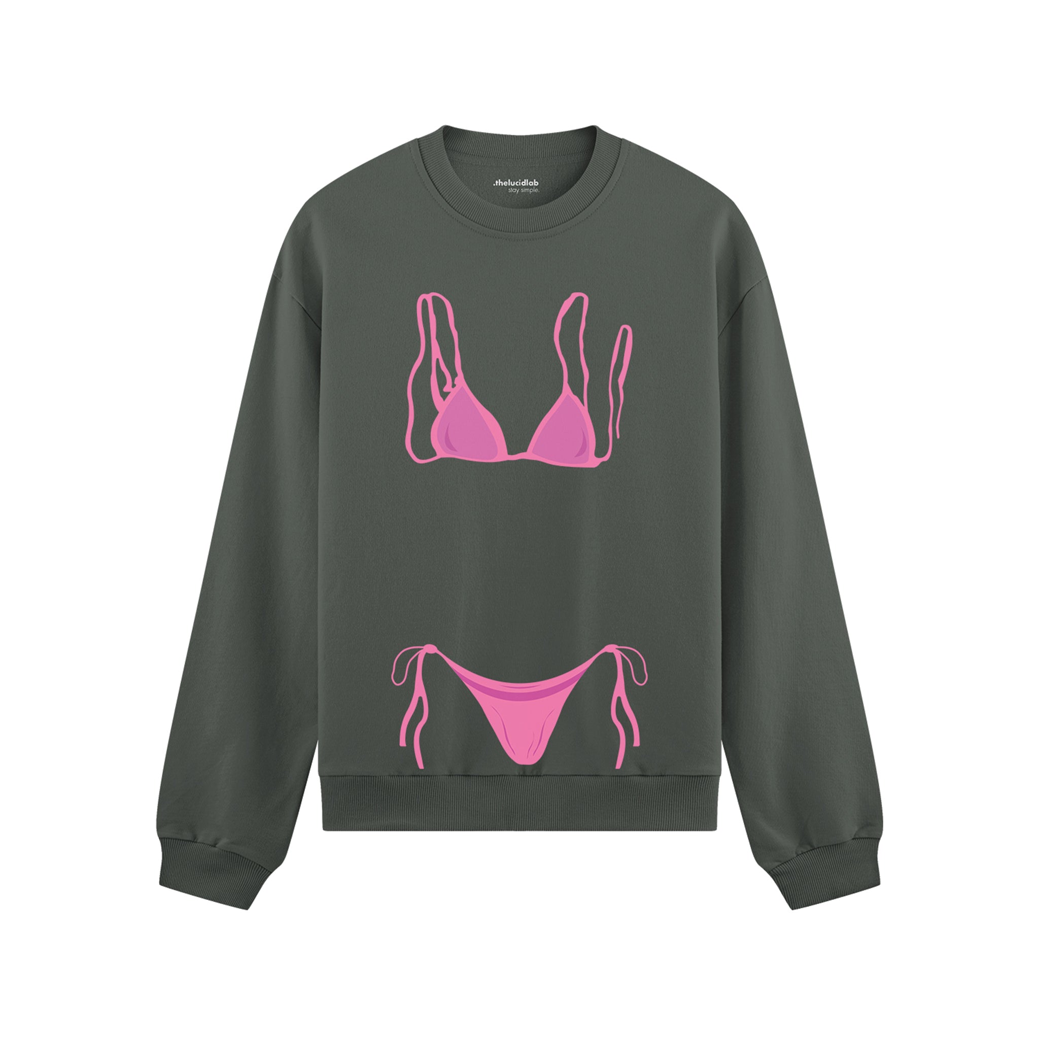 Pink Bikini Oversize Sweatshirt - Antrasit - ön görünüm