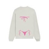 Pink Bikini Oversize Sweatshirt - Beyaz - arka görünüm