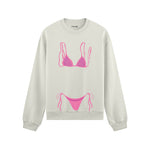 Pink Bikini Oversize Sweatshirt - Beyaz - ön görünüm