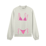 Pink Bikini Oversize Sweatshirt - Beyaz - ön görünüm