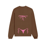 Pink Bikini Oversize Sweatshirt - Kahverengi - arka görünüm