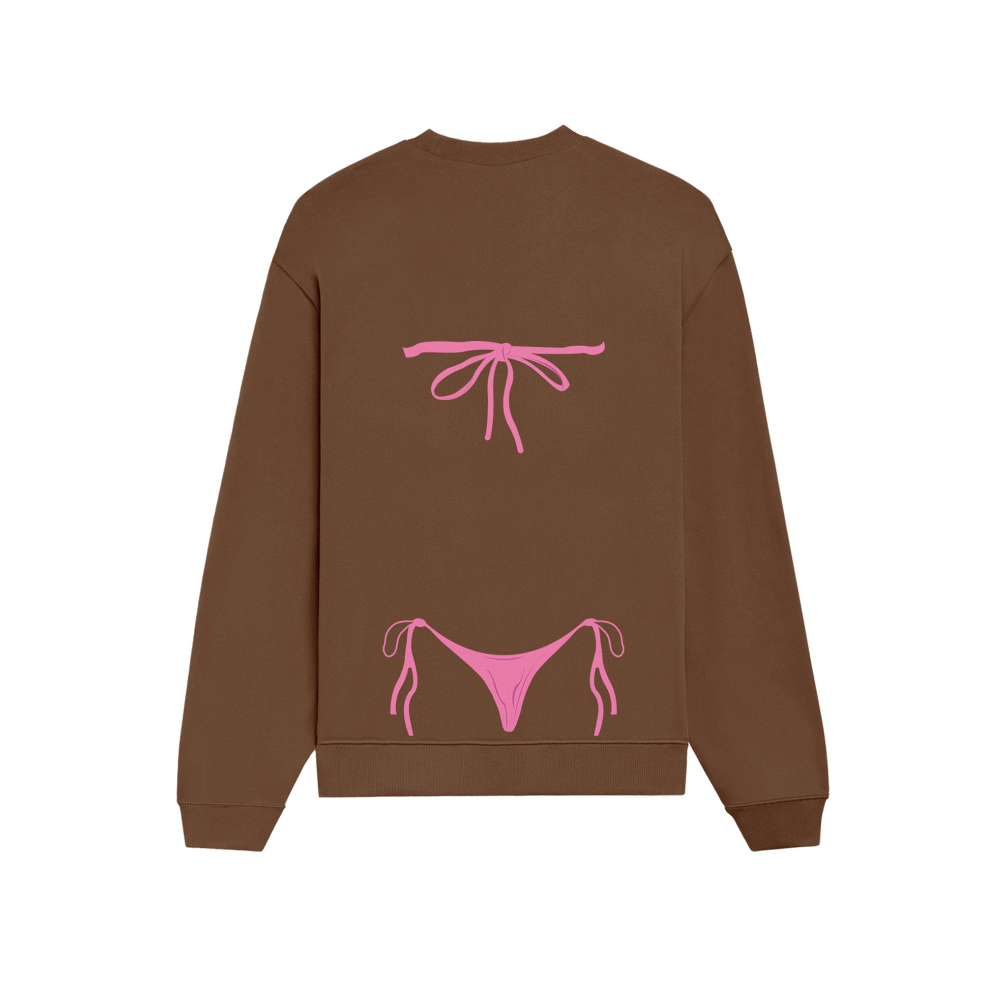 Pink Bikini Oversize Sweatshirt - Kahverengi - arka görünüm