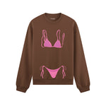 Pink Bikini Oversize Sweatshirt - Kahverengi - ön görünüm