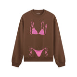 Pink Bikini Oversize Sweatshirt - Kahverengi - ön görünüm