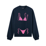 Pink Bikini Oversize Sweatshirt - Lacivert - ön görünüm