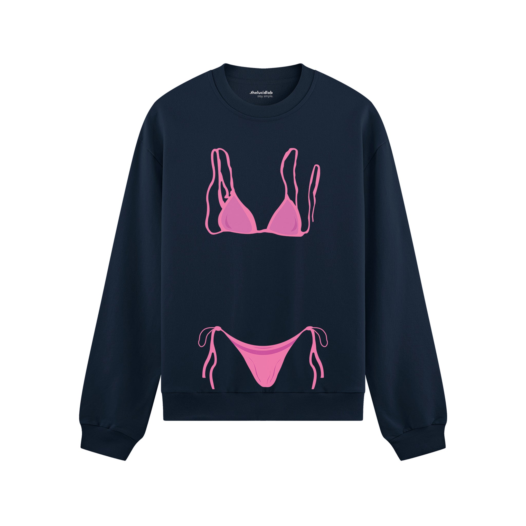 Pink Bikini Oversize Sweatshirt - Lacivert - ön görünüm
