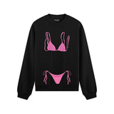 Pink Bikini Oversize Sweatshirt - Siyah - ön görünüm