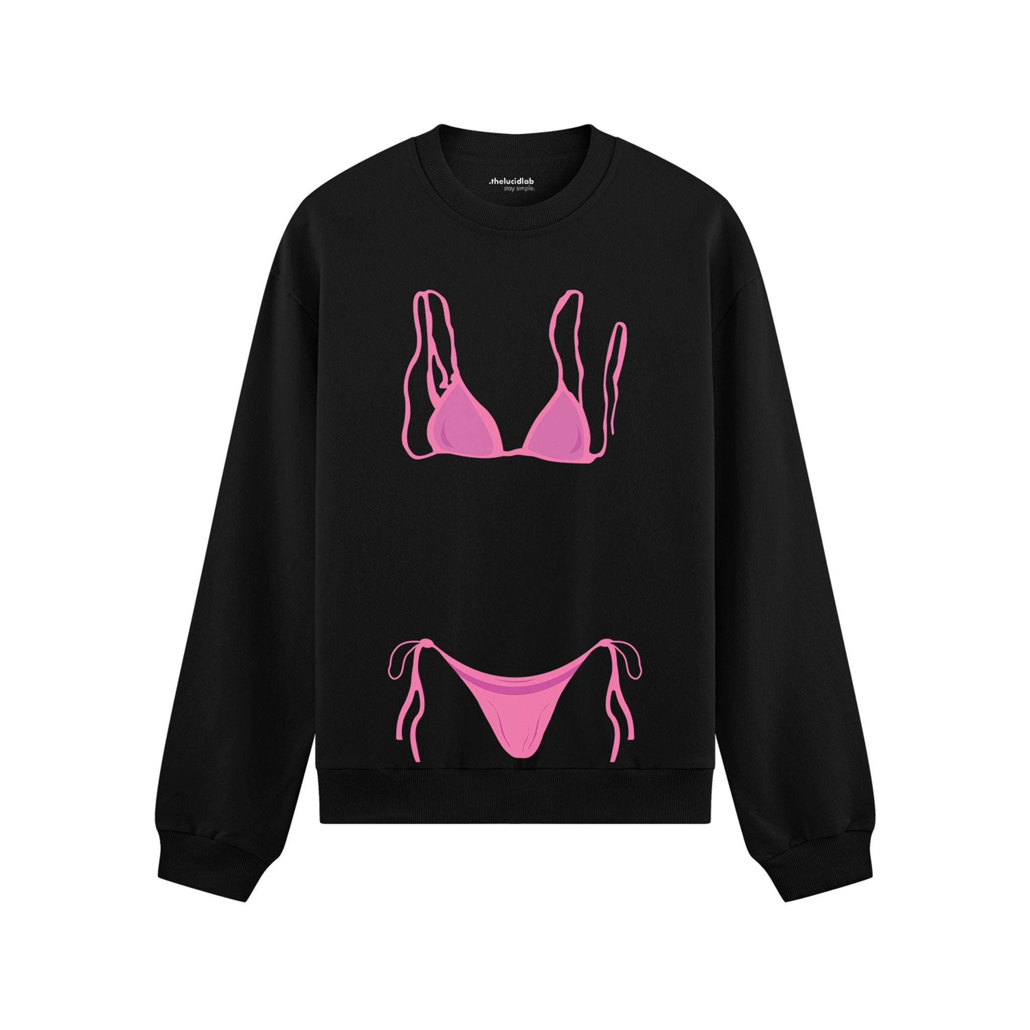 Pink Bikini Oversize Sweatshirt - Siyah - ön görünüm