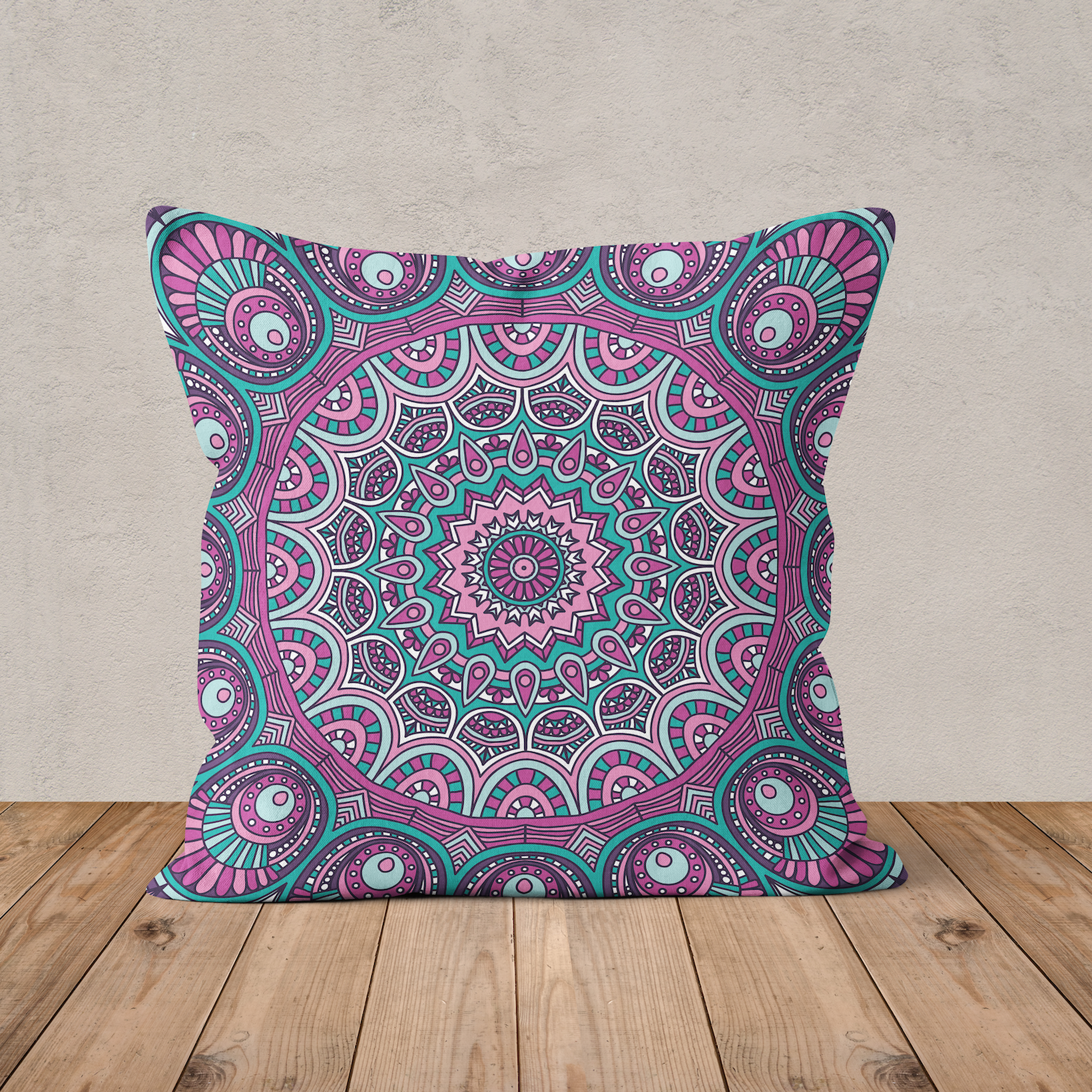 Purple Mandala - Mor Mandala Çift Taraflı Kırlent Kılıfı 2 Adet