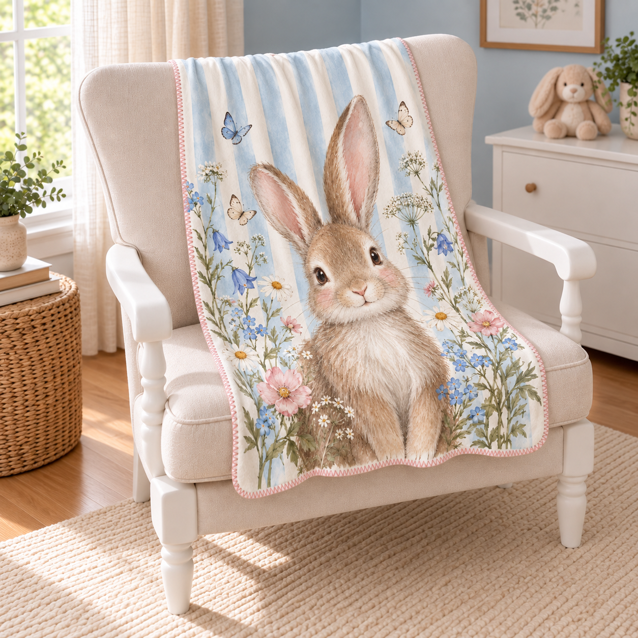 Rabbit Meadow Polar Bebek Battaniyesi — Çapraz görünüm