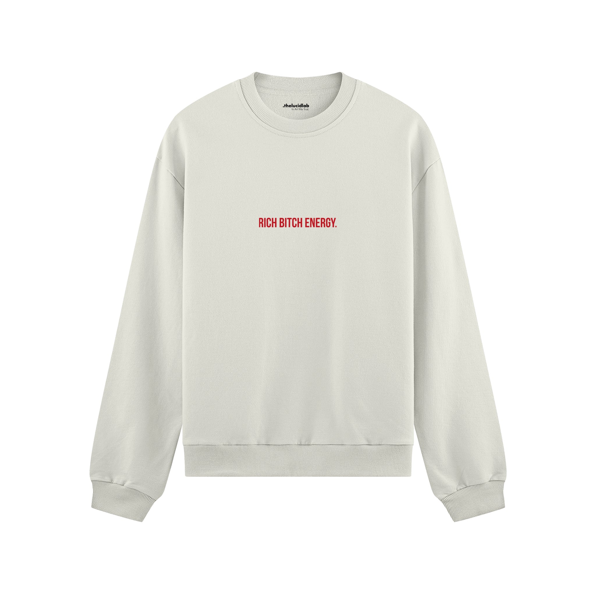 Rich Bitch Energy Oversize Sweatshirt - Beyaz - ön görünüm