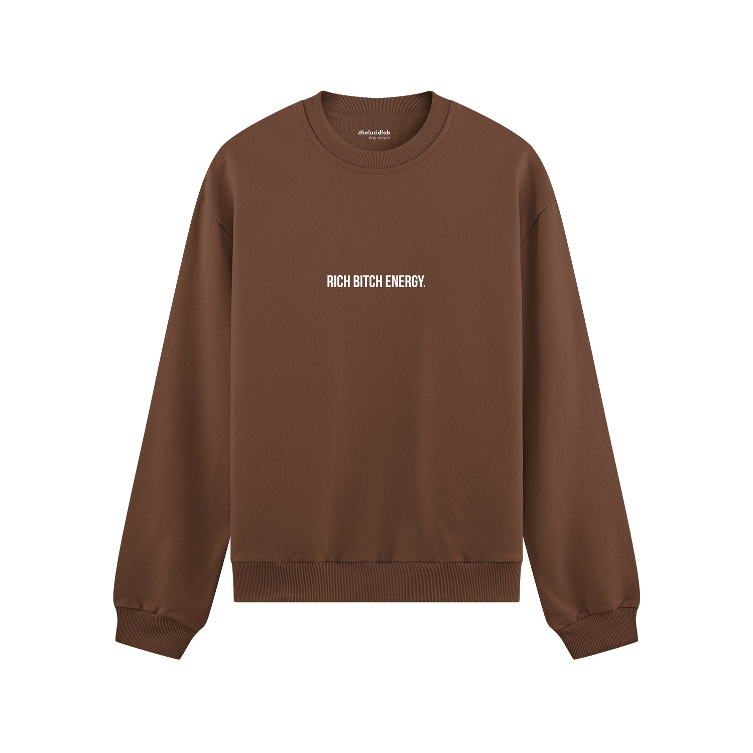 Rich Bitch Energy Oversize Sweatshirt - Kahverengi - ön görünüm
