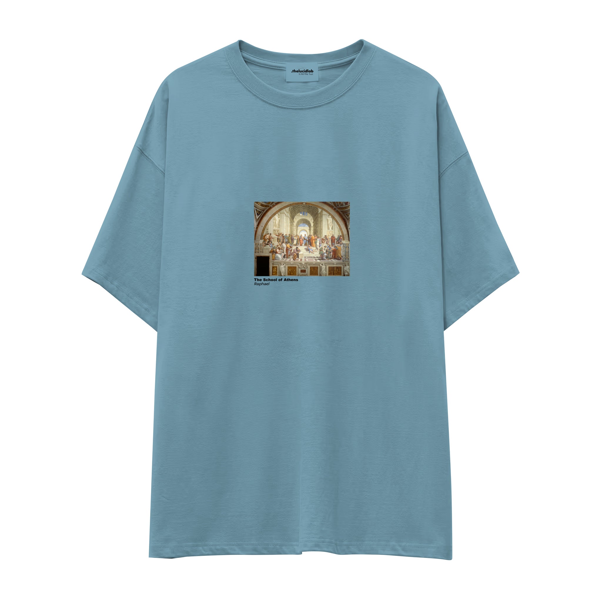 The School of Athens Oversize Tişört – Çelik Mavi