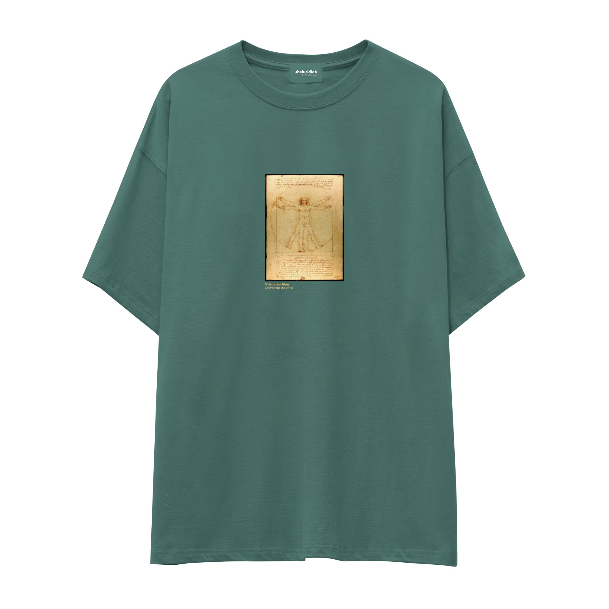 Vitruvian Man Oversize Tişört – Yeşil
