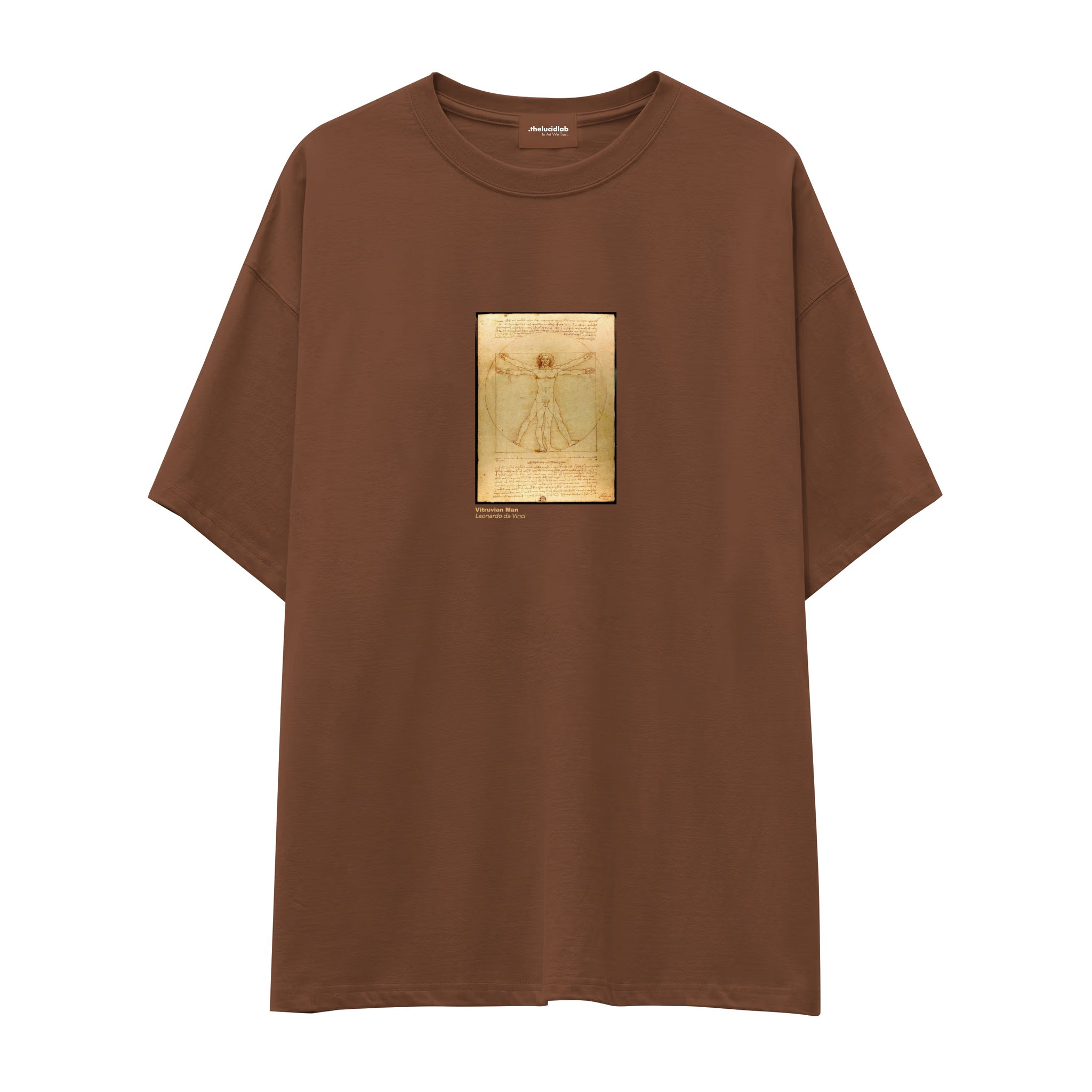 Vitruvian Man Oversize Tişört – Kahverengi