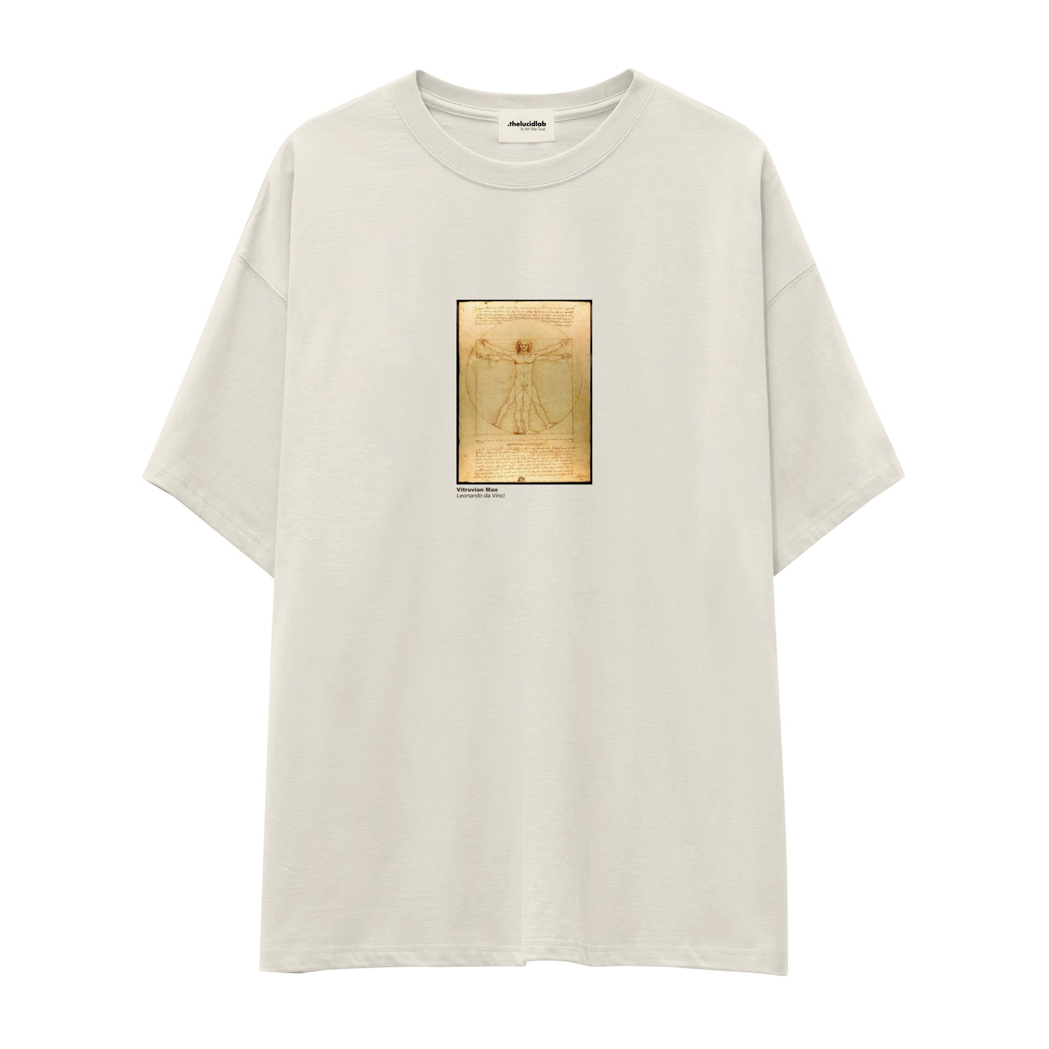 Vitruvian Man Oversize Tişört – Ekru