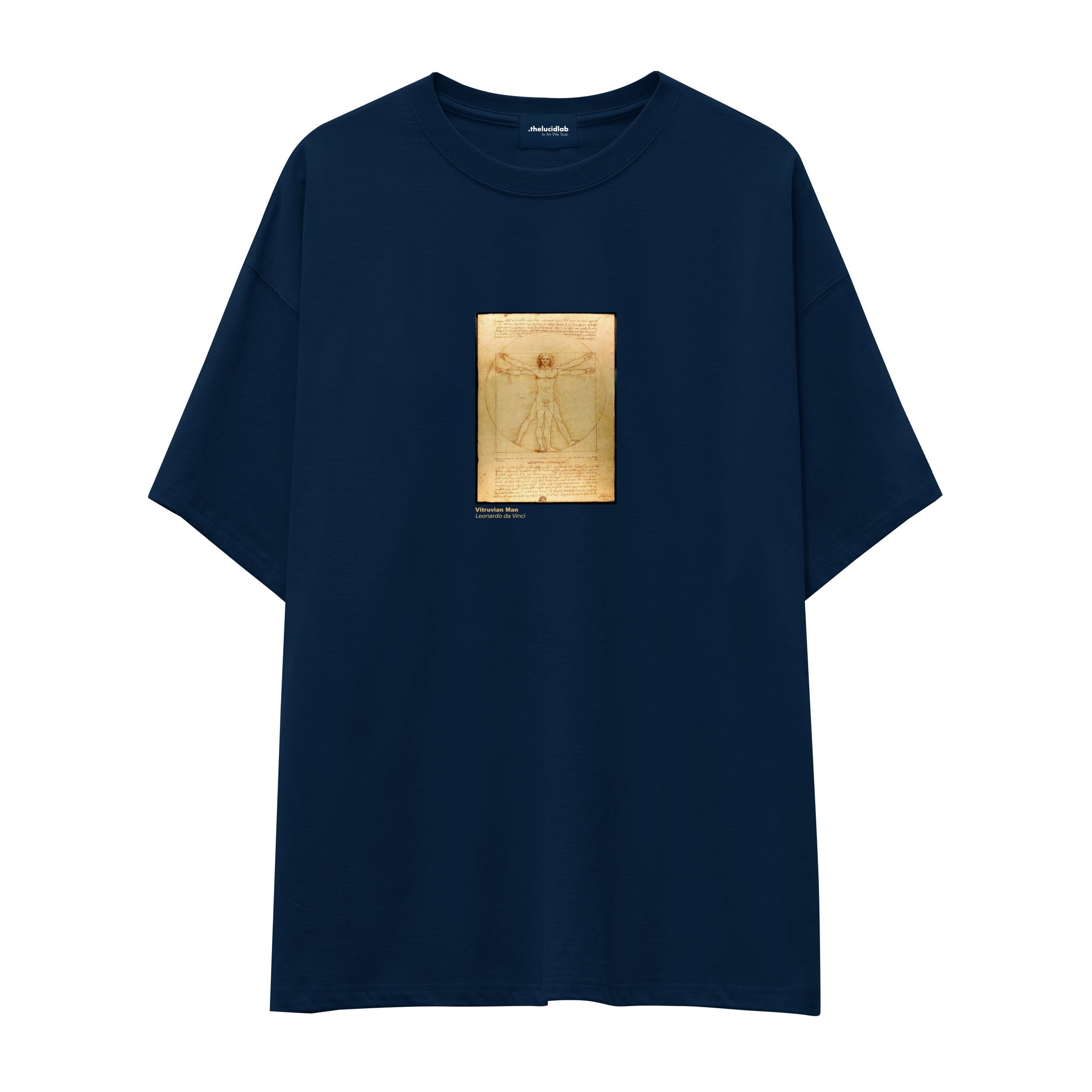 Vitruvian Man Oversize Tişört – Lacivert