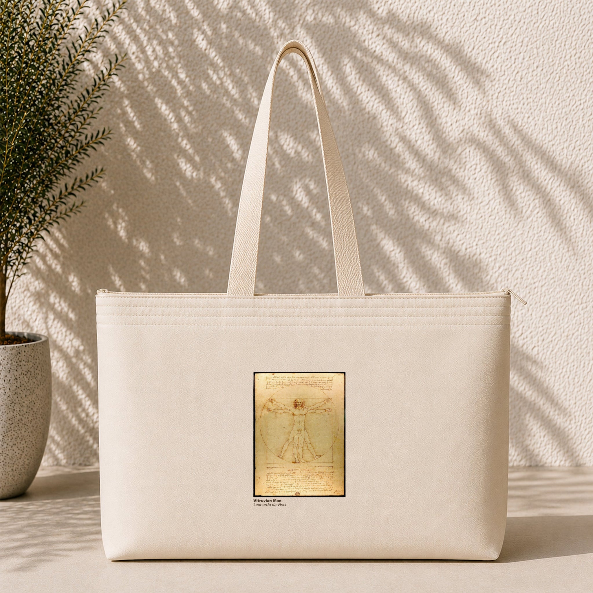 Vitruvian Man Weekend Tote Bag – kanvas çanta ön görünüm