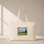 Wheat Field with Cypresses Club Tote Bag – kanvas çanta ön görünüm