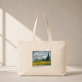 Wheat Field with Cypresses Club Tote Bag – kanvas çanta ön görünüm