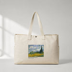 Wheat Field with Cypresses Daily Tote Bag – kanvas çanta ön görünüm