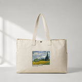 Wheat Field with Cypresses Daily Tote Bag – kanvas çanta ön görünüm