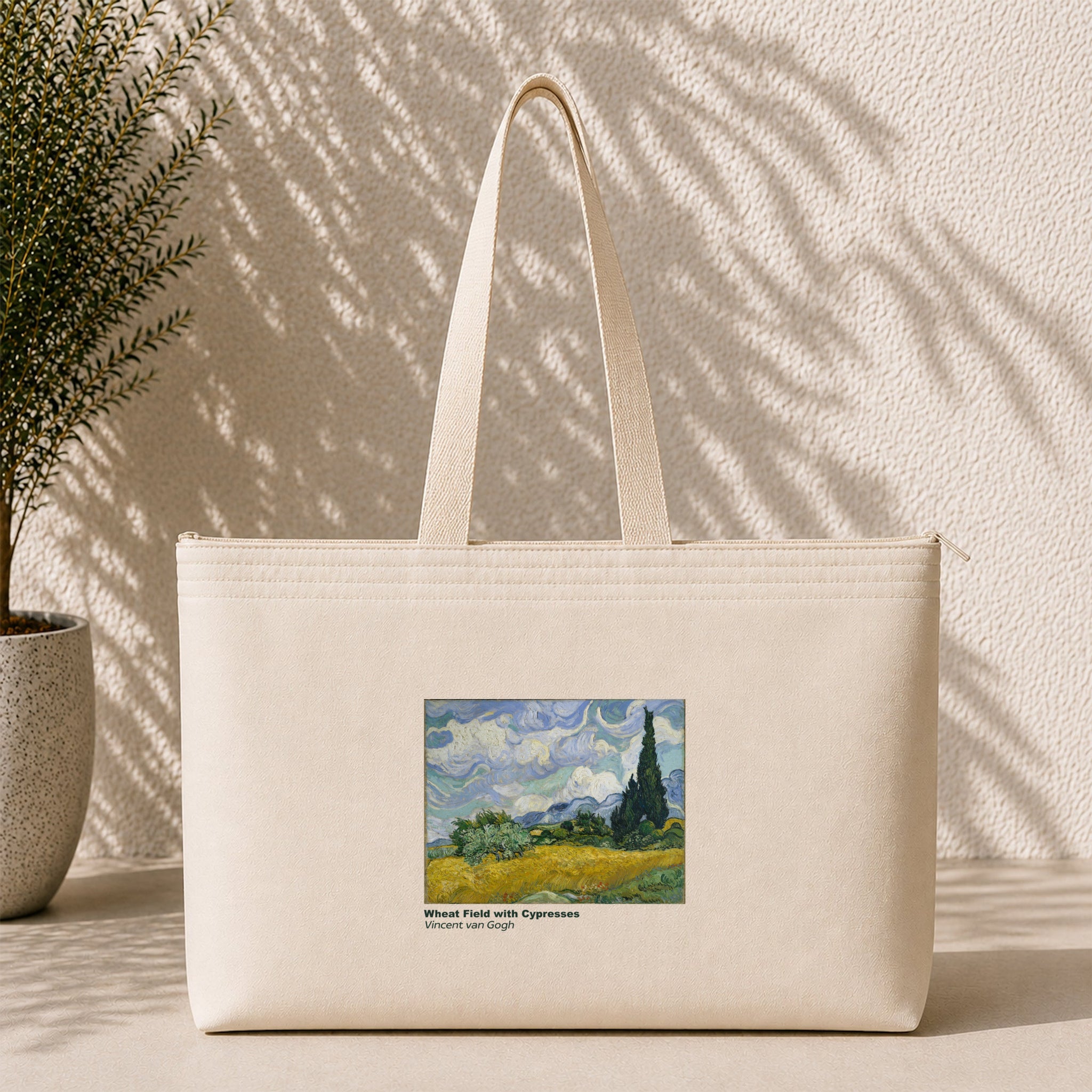 Wheat Field with Cypresses Weekend Tote Bag – kanvas çanta ön görünüm