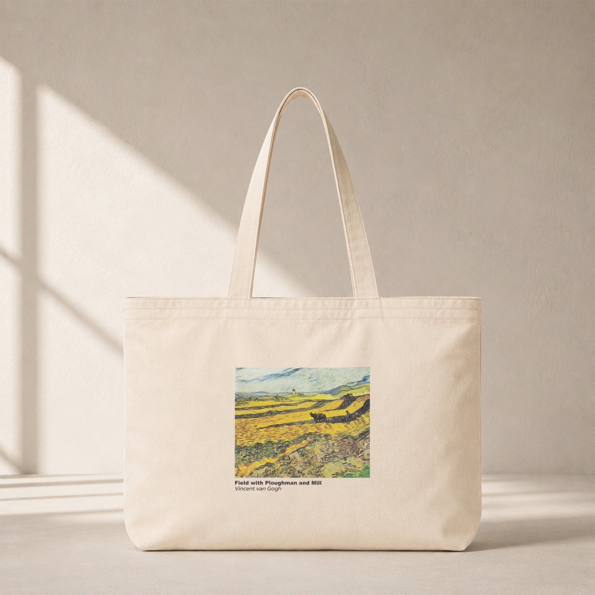 Field with Ploughman and Mill Club Tote Bag – kanvas çanta ön görünüm