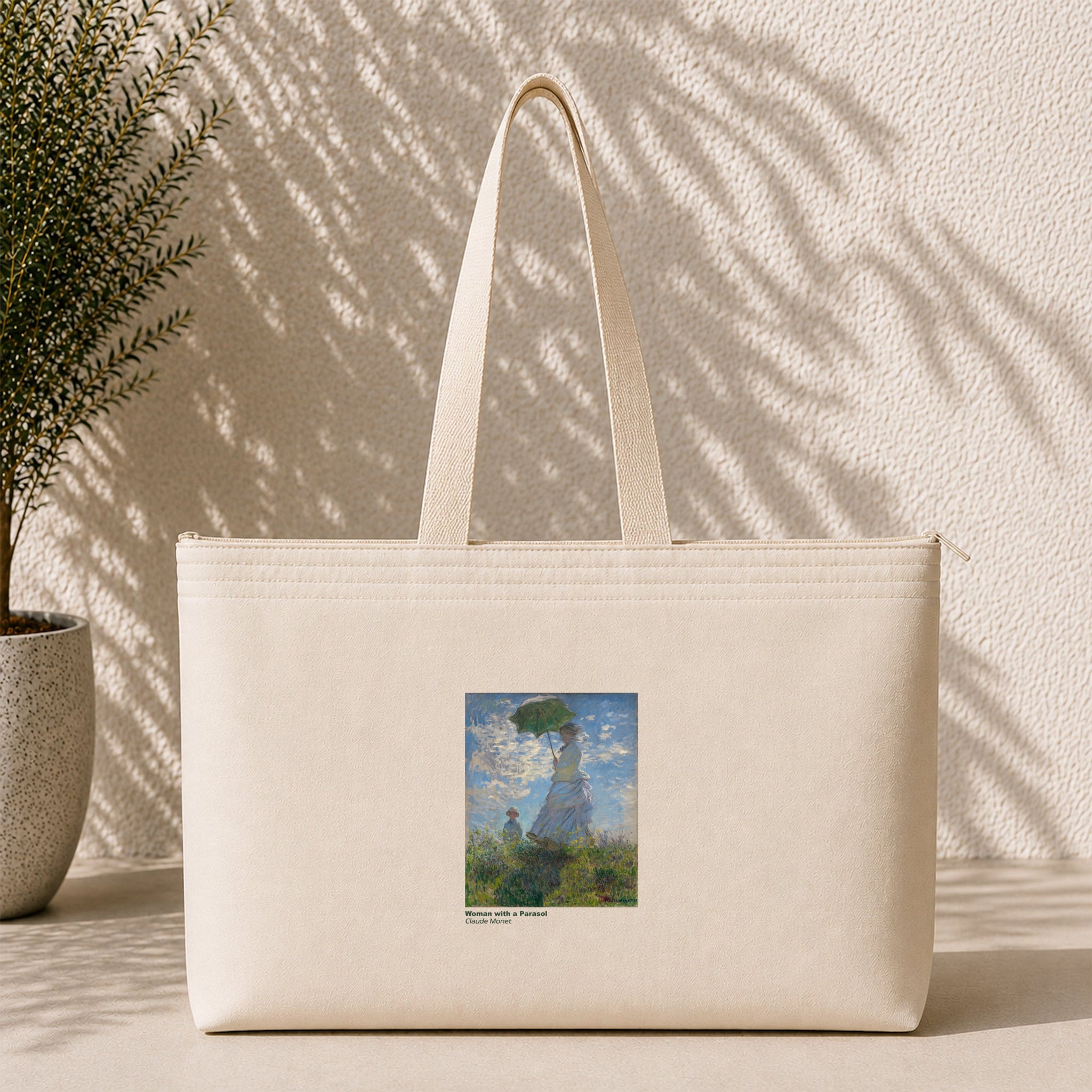 Woman with a Parasol Weekend Tote Bag – kanvas çanta ön görünüm