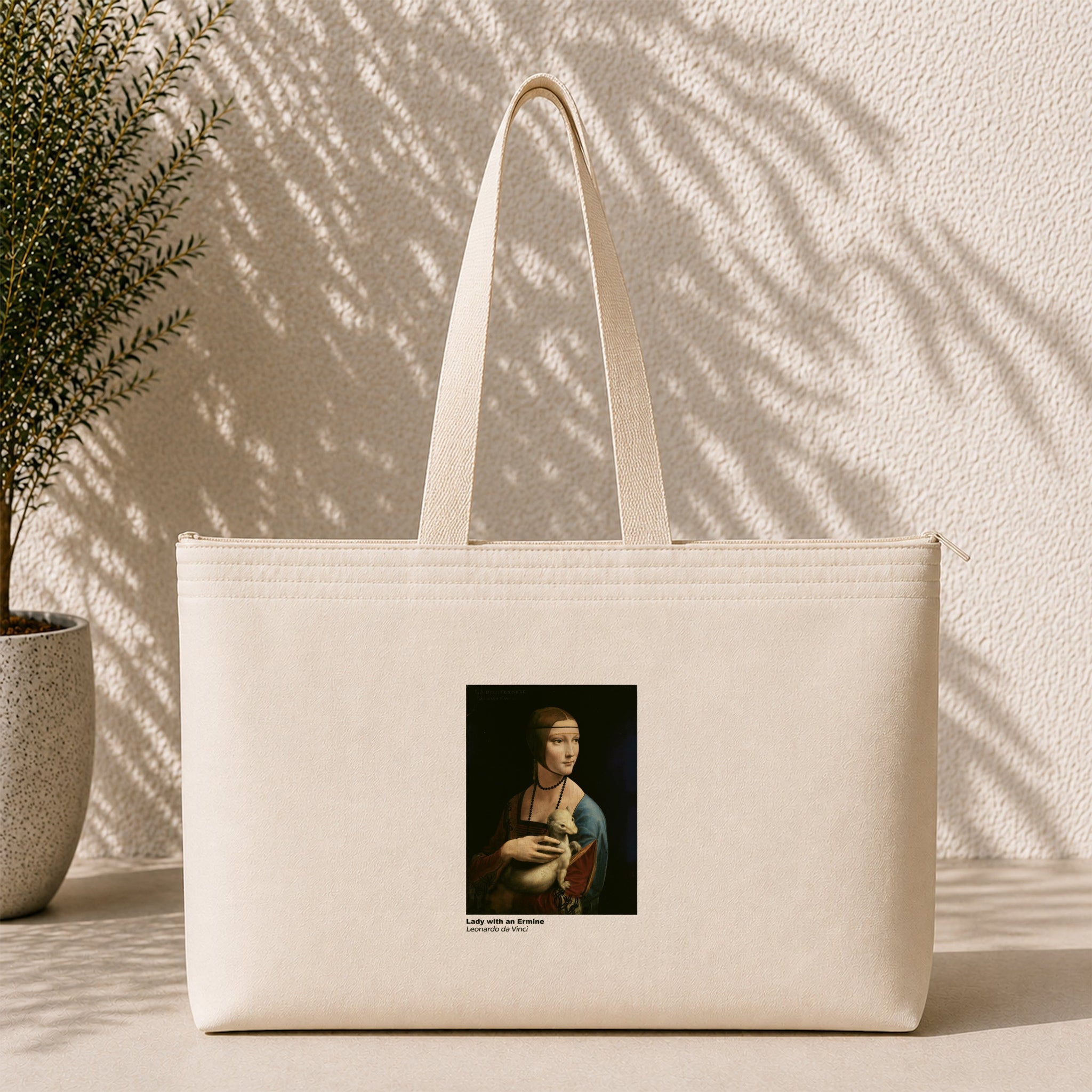 Lady with an Ermine Weekend Tote Bag – kanvas çanta ön görünüm