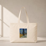 Road with Cypress and Star Club Tote Bag – kanvas çanta ön görünüm