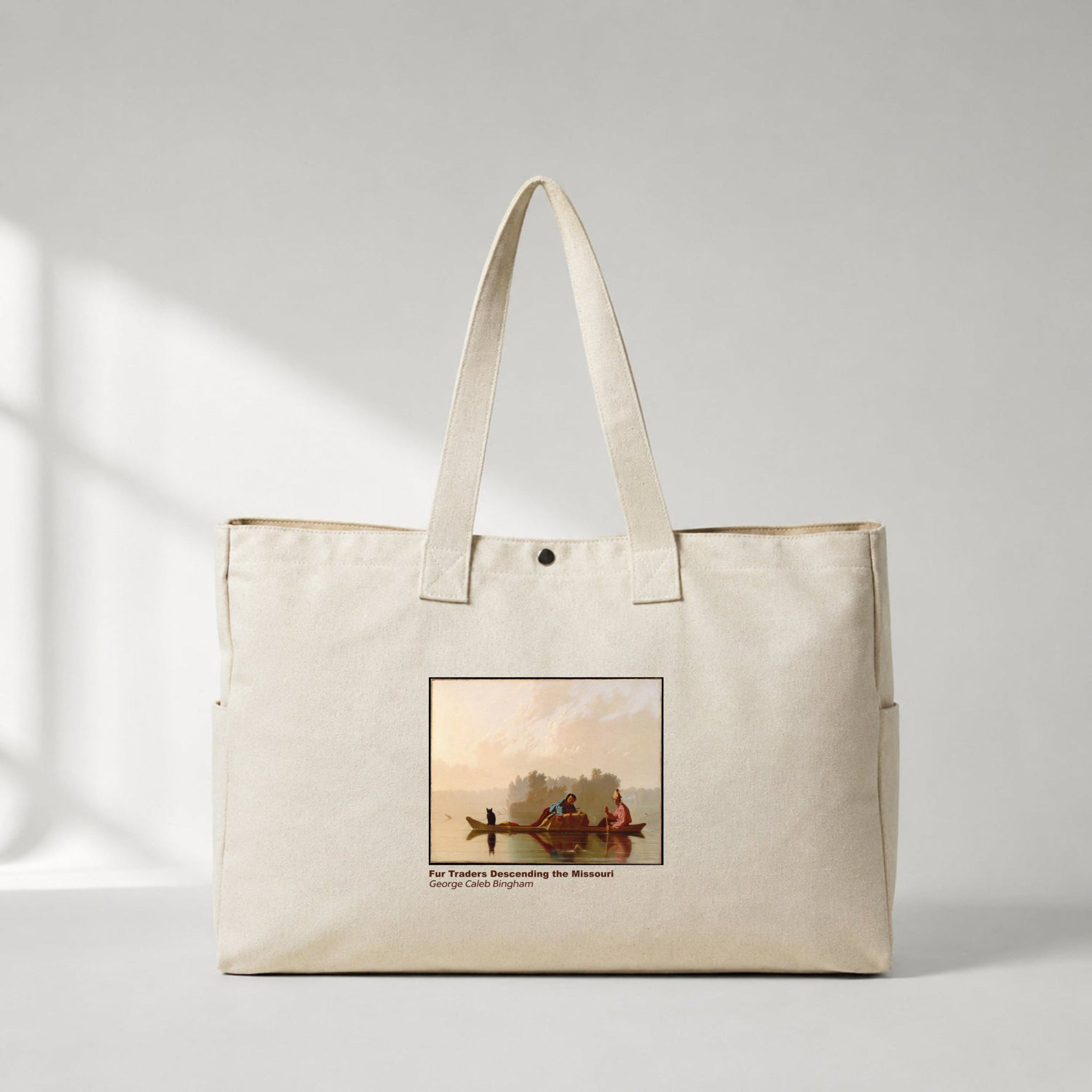 Fur Traders Descending the Missouri Daily Tote Bag – kanvas çanta ön görünüm