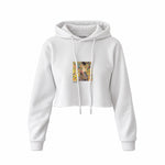 Lady with a Fan Crop Hoodie – Beyaz