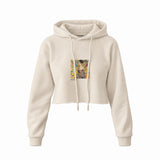 Lady with a Fan Crop Hoodie – Krem