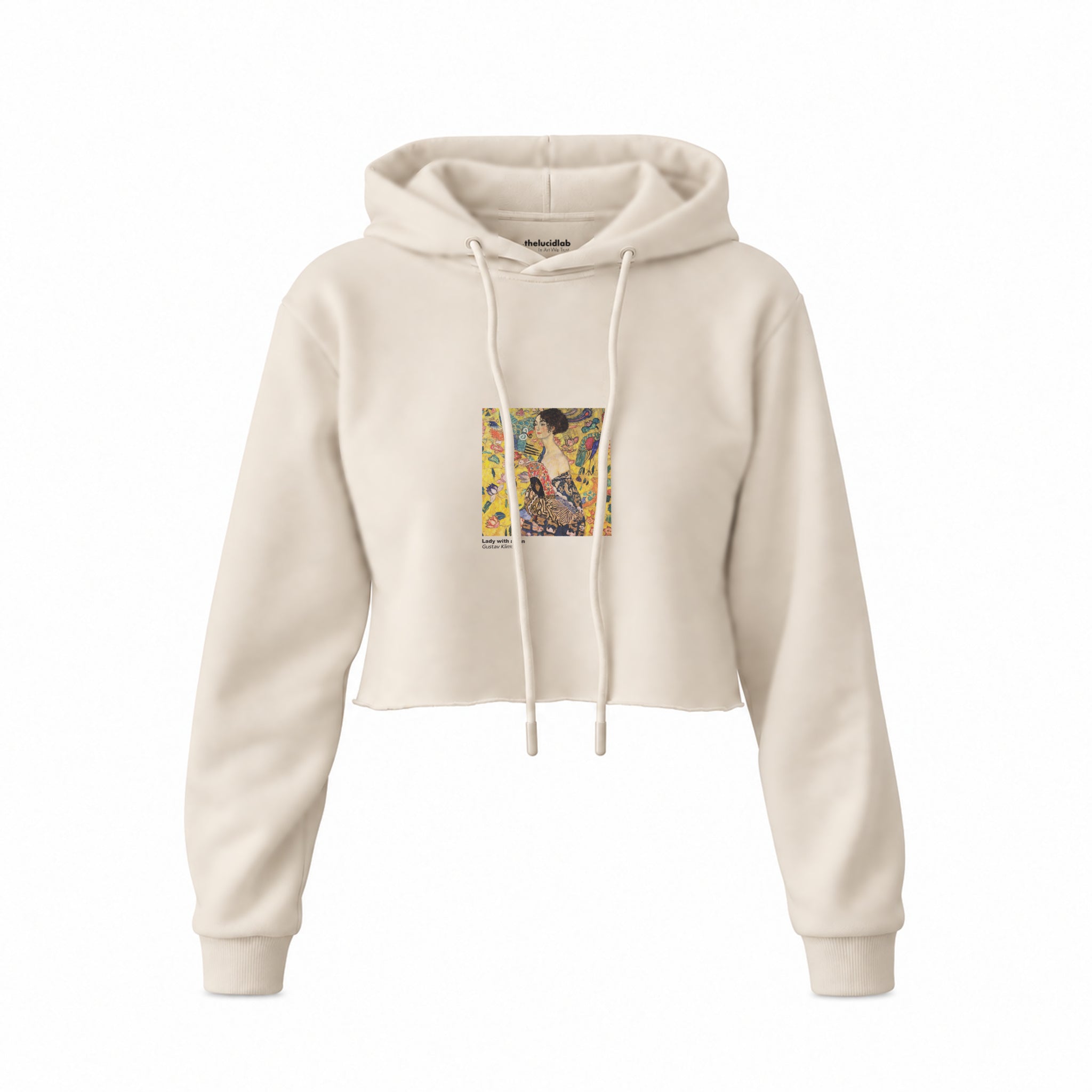 Lady with a Fan Crop Hoodie – Krem