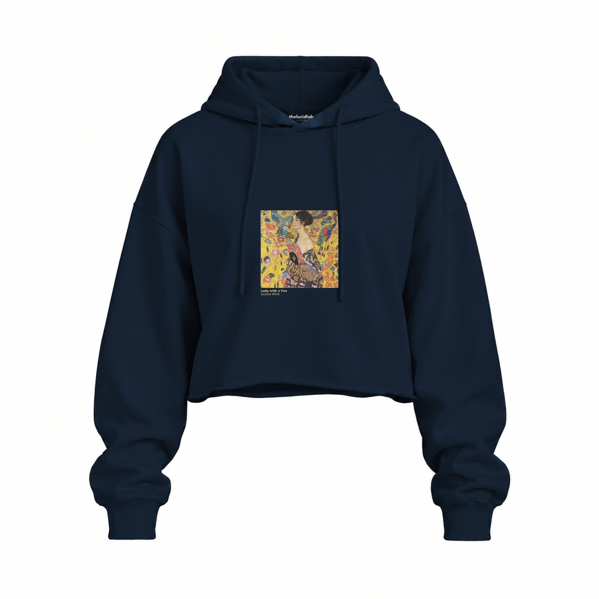 Lady with a Fan Oversize Crop Hoodie – Lacivert