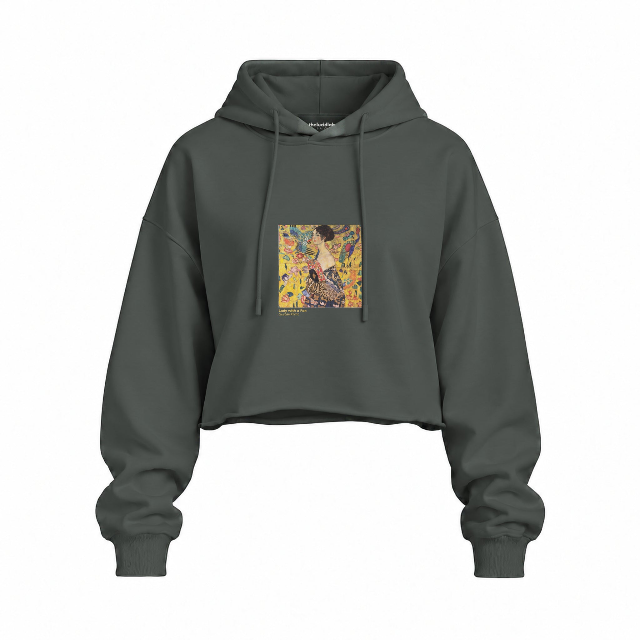 Lady with a Fan Oversize Crop Hoodie – Antrasit