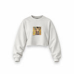 Lady with a Fan Oversize Crop Sweatshirt – Beyaz