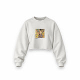 Lady with a Fan Oversize Crop Sweatshirt – Beyaz