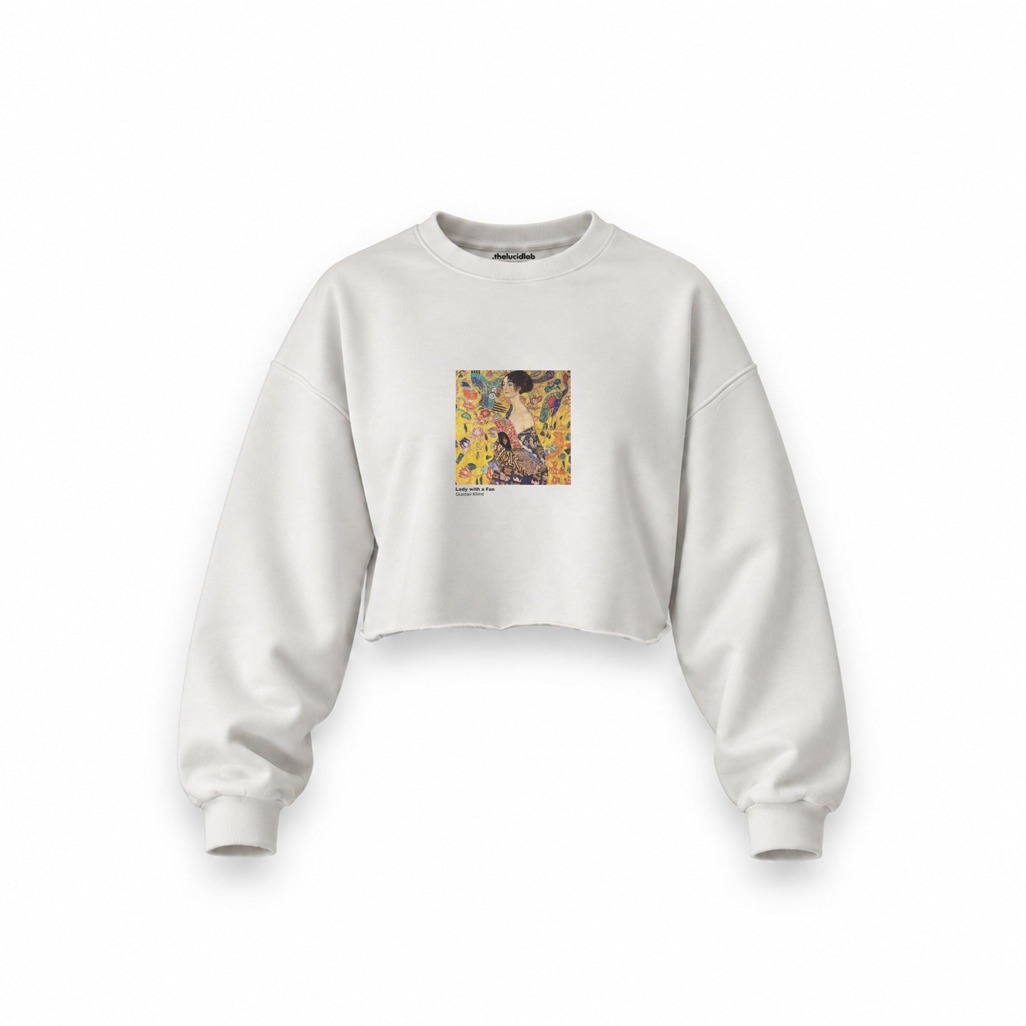 Lady with a Fan Oversize Crop Sweatshirt – Beyaz