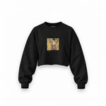 Lady with a Fan Oversize Crop Sweatshirt – Siyah