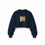 Lady with a Fan Oversize Crop Sweatshirt – Lacivert