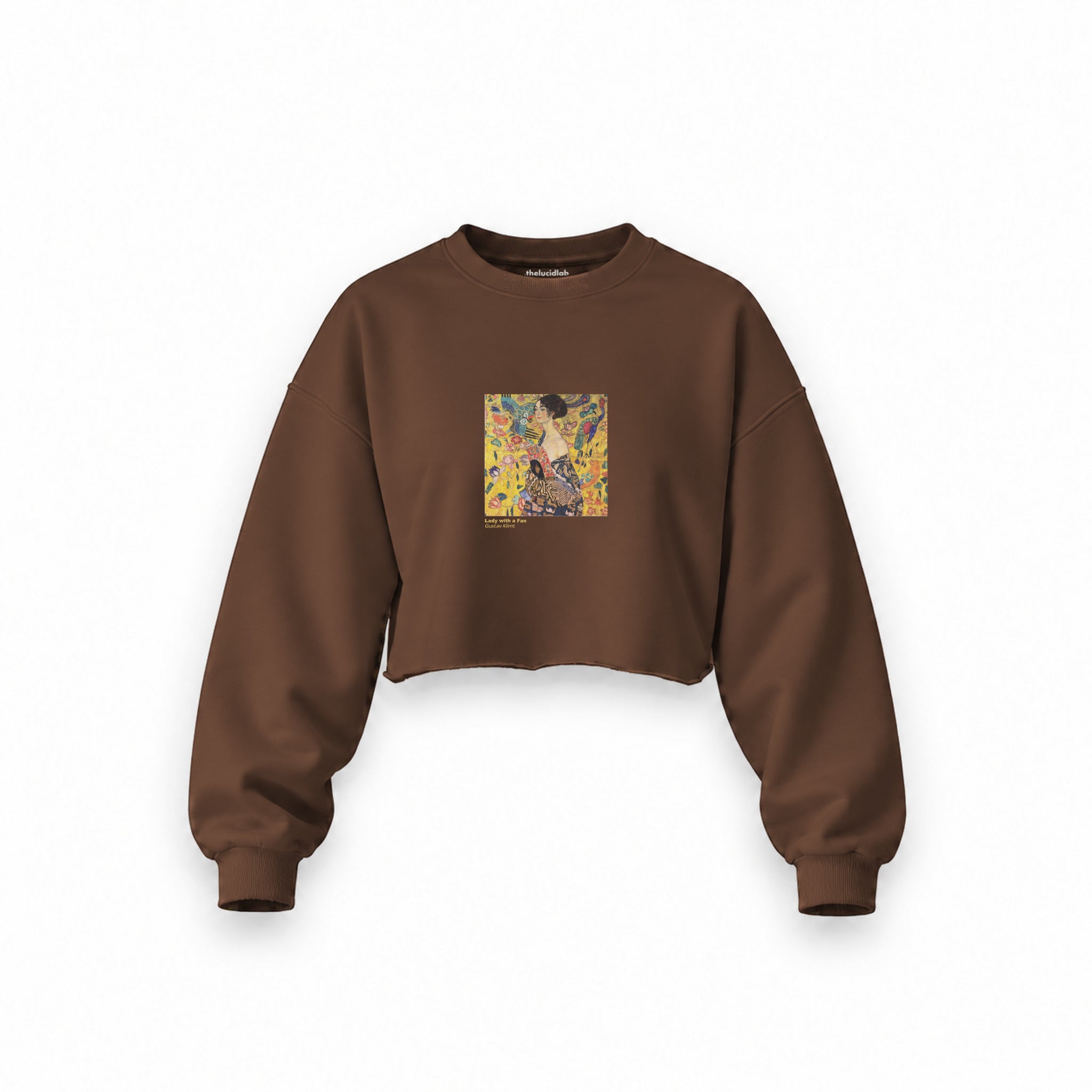 Lady with a Fan Oversize Crop Sweatshirt – Kahverengi