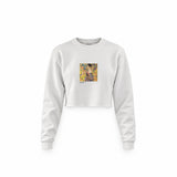 Lady with a Fan Crop Sweatshirt – Beyaz